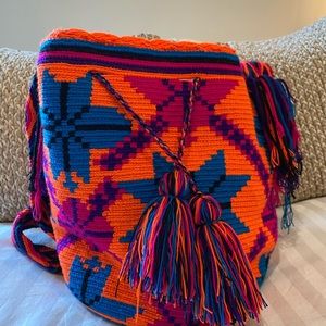 Colombian Wayuu Multicolor Crochet Mochila Bag